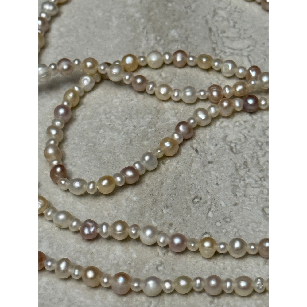 36" Genuine Freshwater Pearl Necklace Multicolor White Pink Peach Opera Length